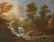 unknow artist Landschap figuur op een brug bij een waterval oil painting picture wholesale